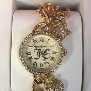 NIB Juicy Couture Round Watch w/Rhinestones & Charms